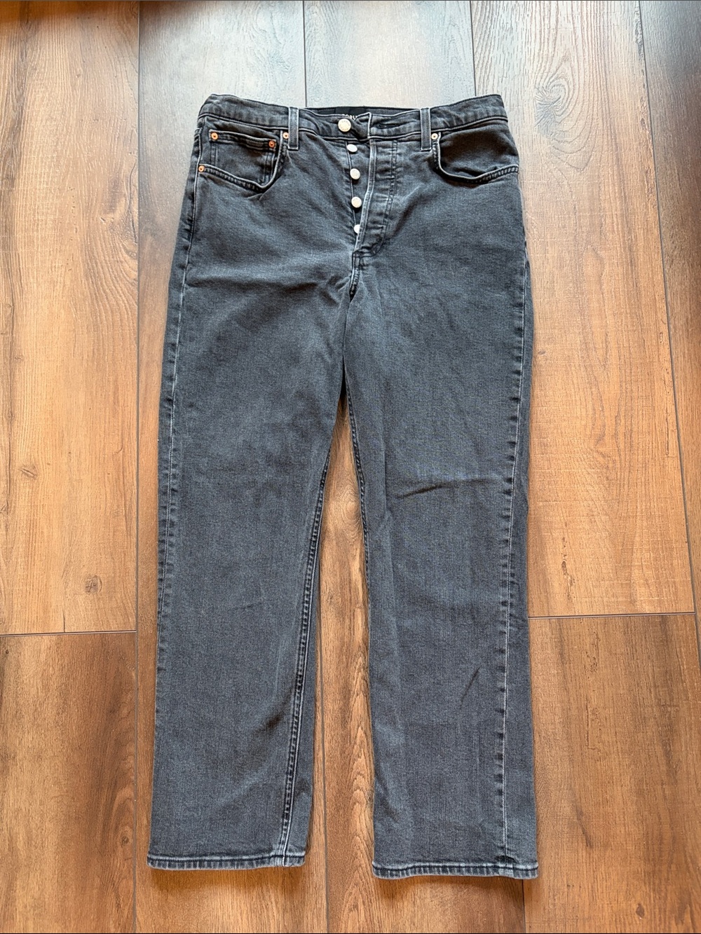 Denim Forum High-Rise Button-Fly Women's Straight Jeans - Black